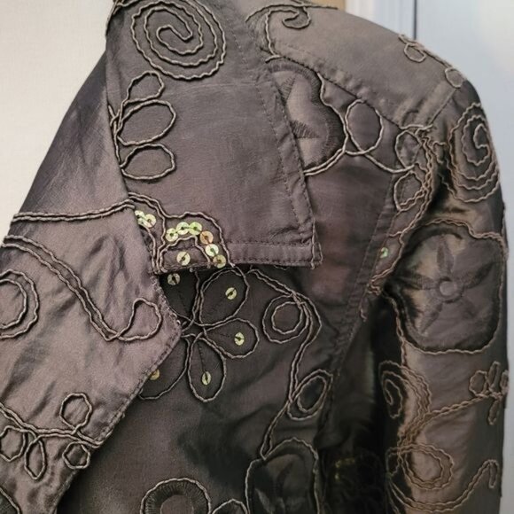 New Susan Graver Formal Evening Jacket Top Green Sequins Sequin Embroide… - Picture 4 of 9